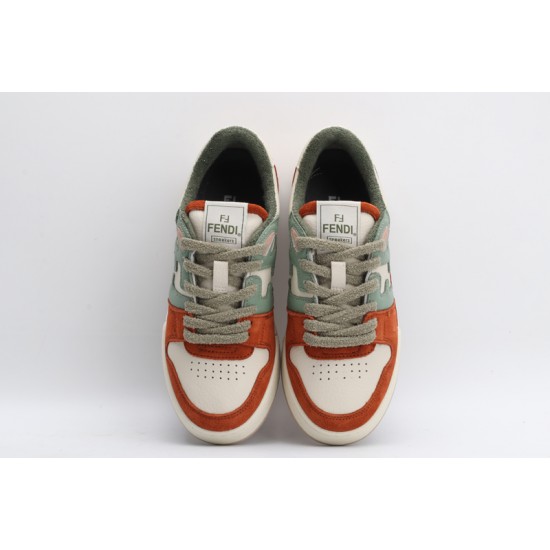 Fendi Match Low Top Suede Beige Mint Orange