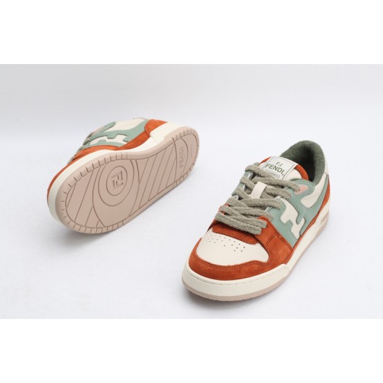 Fendi Match Low Top Suede Beige Mint Orange