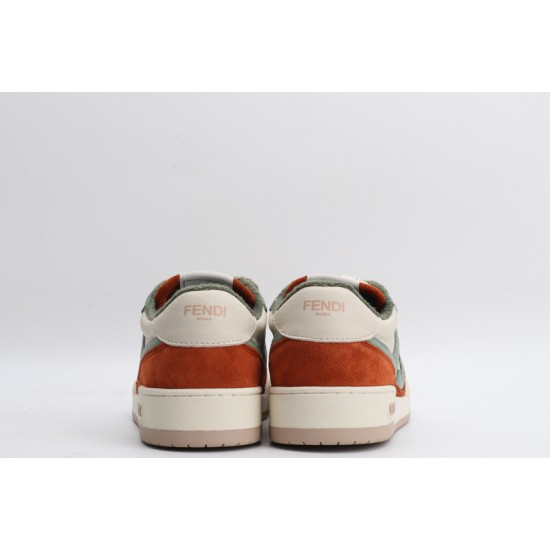 Fendi Match Low Top Suede Beige Mint Orange