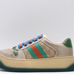 GUCCI Screener GG Leather Sneakers 'Beige Green Blue'