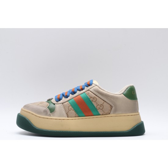 GUCCI Screener GG Leather Sneakers 'Beige Green Blue'