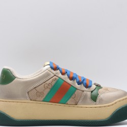 GUCCI Screener GG Leather Sneakers 'Beige Green Blue'