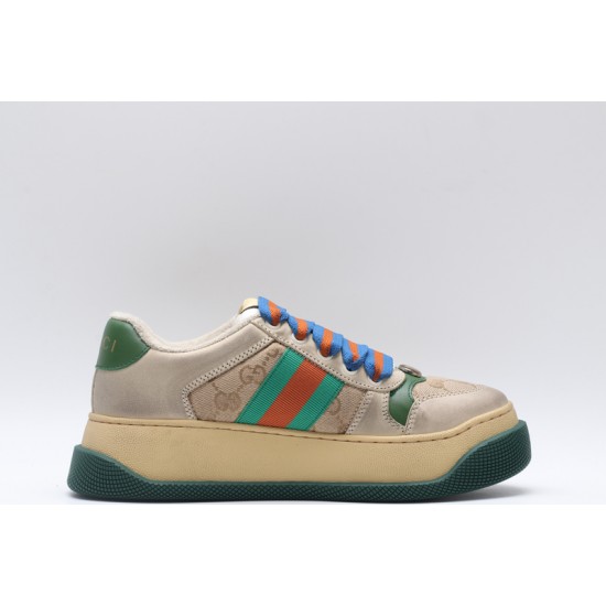 GUCCI Screener GG Leather Sneakers 'Beige Green Blue'