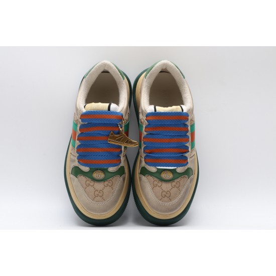 GUCCI Screener GG Leather Sneakers 'Beige Green Blue'