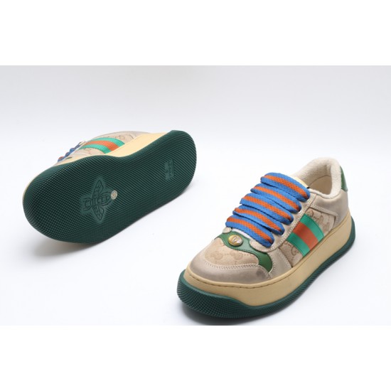 GUCCI Screener GG Leather Sneakers 'Beige Green Blue'