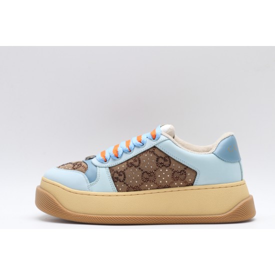 GUCCI Screener GG Leather Sneakers 'Beige Blue Orange' 757700-FAB4C-2562