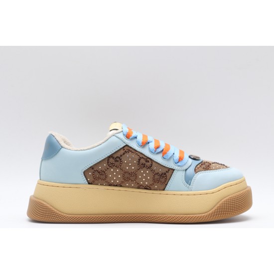 GUCCI Screener GG Leather Sneakers 'Beige Blue Orange' 757700-FAB4C-2562