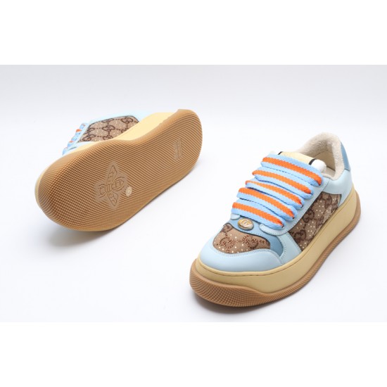 GUCCI Screener GG Leather Sneakers 'Beige Blue Orange' 757700-FAB4C-2562