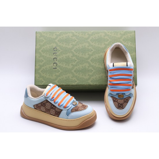 GUCCI Screener GG Leather Sneakers 'Beige Blue Orange' 757700-FAB4C-2562