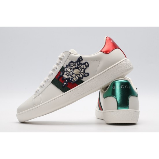 Gucci Ace Piggy Embroidered Shoes/Sneakers White 552868-DOPE0-9064