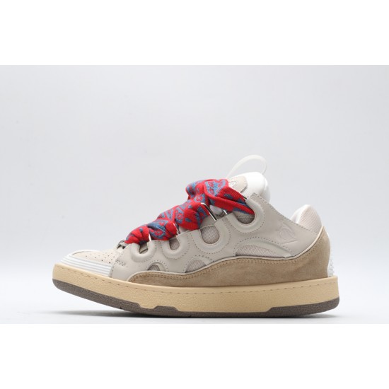 Lanvin Curb Sneaker Beige Brown Red