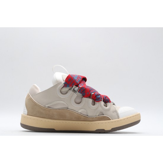 Lanvin Curb Sneaker Beige Brown Red