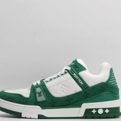 Louis Vuitton LV Trainer Green Monogram Denim White