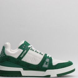 Louis Vuitton LV Trainer Green Monogram Denim White