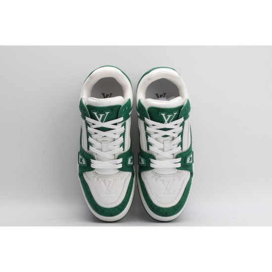 Louis Vuitton LV Trainer Green Monogram Denim White