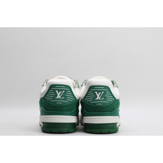 Louis Vuitton LV Trainer Green Monogram Denim White