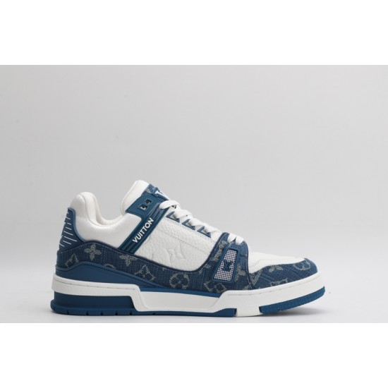 Louis Vuitton LV Trainer Monogram Denim White Blue