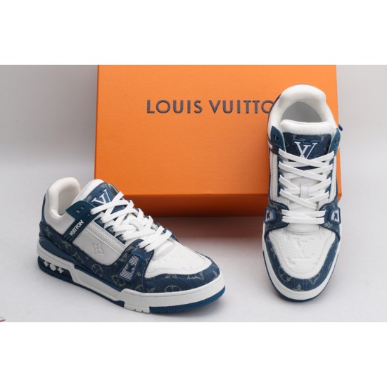 Louis Vuitton LV Trainer Monogram Denim White Blue