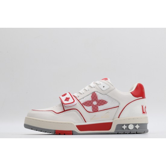 Louis Vuitton LV Trainer White Grey Red