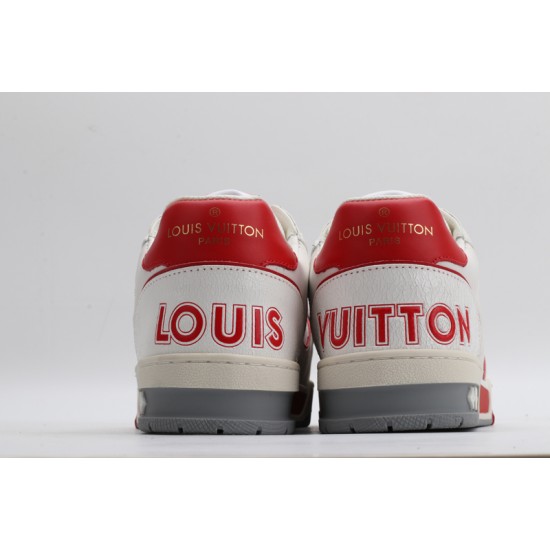 Louis Vuitton LV Trainer White Grey Red