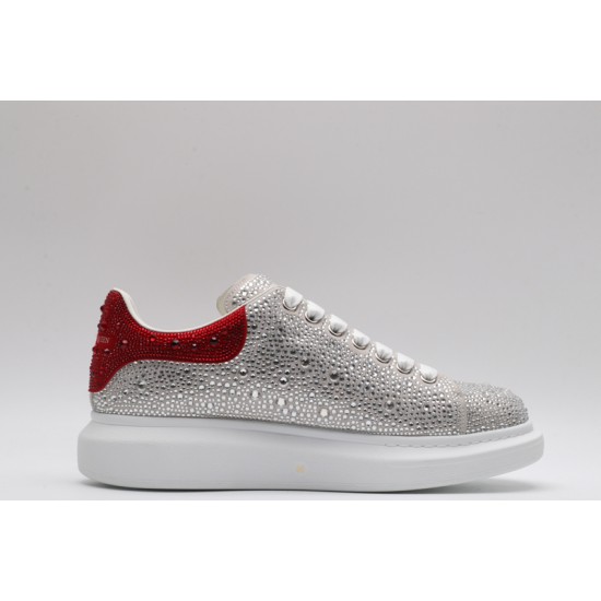 Alexander McQueen Oversized Diamond Silver Red