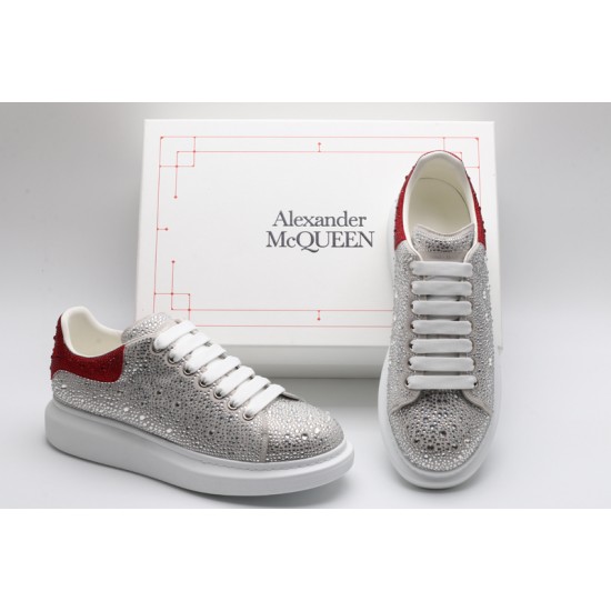 Alexander McQueen Oversized Diamond Silver Red