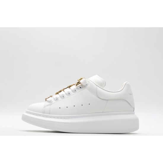 Alexander McQueen Oversized Leather White Metallic Gold