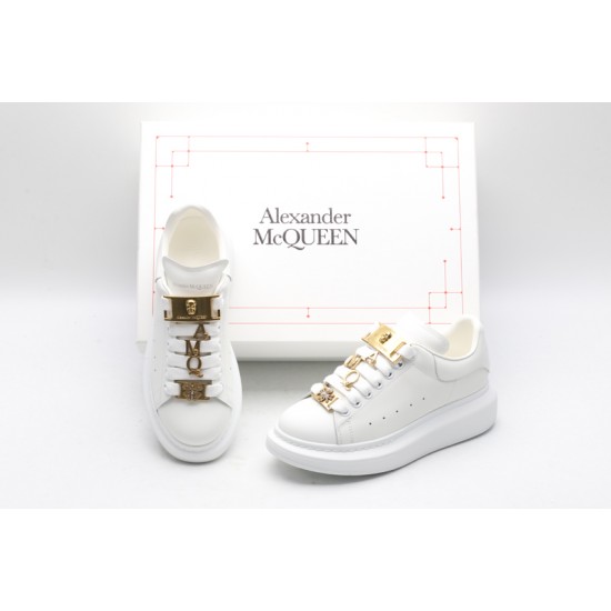 Alexander McQueen Oversized Leather White Metallic Gold