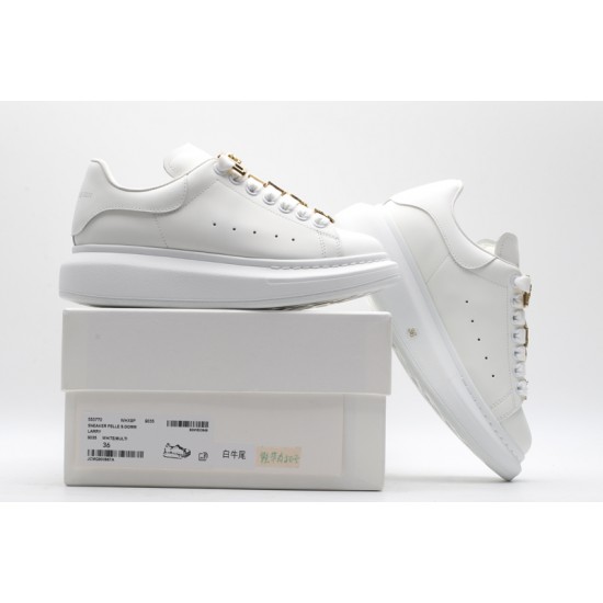 Alexander McQueen Oversized Leather White Metallic Gold