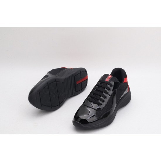 Prada America’s Cup Original Low-top Sneakers Black Patent Red