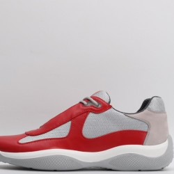 Prada America’s Cup Original Low-top Sneakers Red Mesh Grey