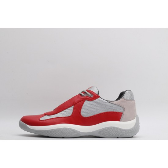 Prada America’s Cup Original Low-top Sneakers Red Mesh Grey