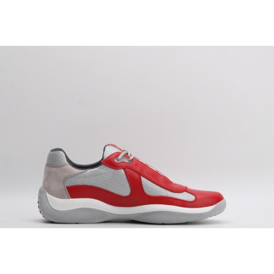 Prada America’s Cup Original Low-top Sneakers Red Mesh Grey