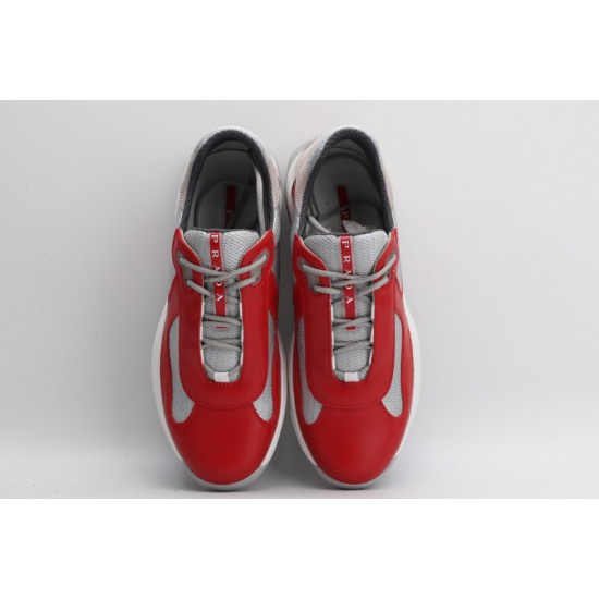 Prada America’s Cup Original Low-top Sneakers Red Mesh Grey