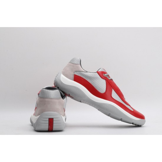 Prada America’s Cup Original Low-top Sneakers Red Mesh Grey