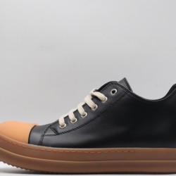 Rick Owens Luxor Low-Top Leather Sneakers Black Brown