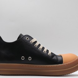 Rick Owens Luxor Low-Top Leather Sneakers Black Brown