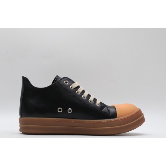 Rick Owens Luxor Low-Top Leather Sneakers Black Brown