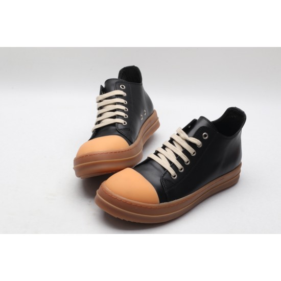 Rick Owens Luxor Low-Top Leather Sneakers Black Brown