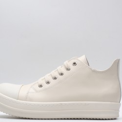 Rick Owens Luxor Low-Top Leather Sneakers White