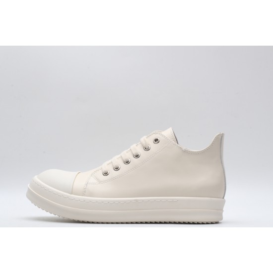 Rick Owens Luxor Low-Top Leather Sneakers White