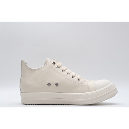 Rick Owens Luxor Low-Top Leather Sneakers White