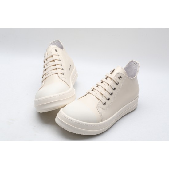 Rick Owens Luxor Low-Top Leather Sneakers White