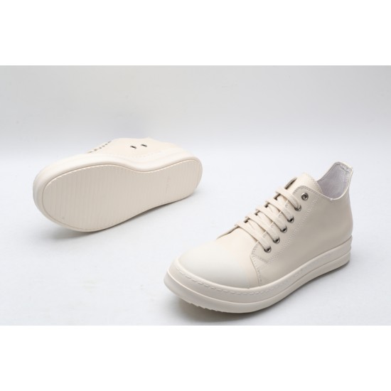 Rick Owens Luxor Low-Top Leather Sneakers White