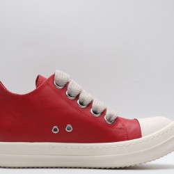 Rick Owens Luxor Low-Top Leather Sneakers Red