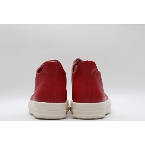 Rick Owens Luxor Low-Top Leather Sneakers Red