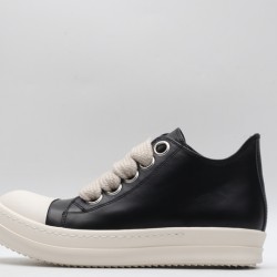 Rick Owens Luxor Low-Top Leather Sneakers Black Milk