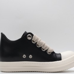 Rick Owens Luxor Low-Top Leather Sneakers Black Milk