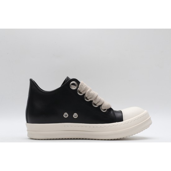 Rick Owens Luxor Low-Top Leather Sneakers Black Milk