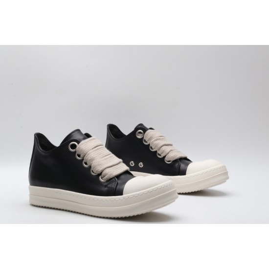 Rick Owens Luxor Low-Top Leather Sneakers Black Milk